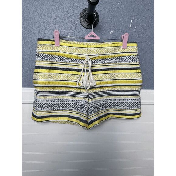 Loft Ann Taylor Women's Multicolored Striped Tasseled Belted Casual Short Size 4 - Picture 4 of 7